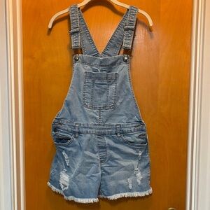 VENUS Blue Distressed Jean Shorts Overalls